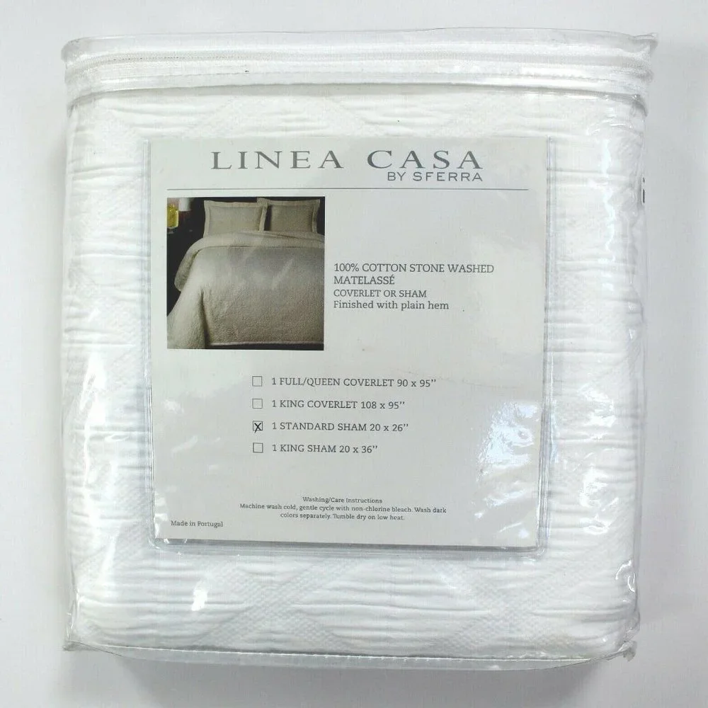 Linea Casa by Sferra Stone Washed Matelasse One Standard Cotton Pillow Sham